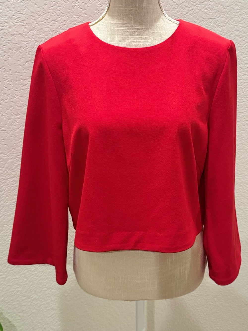 ANTONIO MELANI Katelyn Red Long-Sleeve Crewneck Top. Size 12